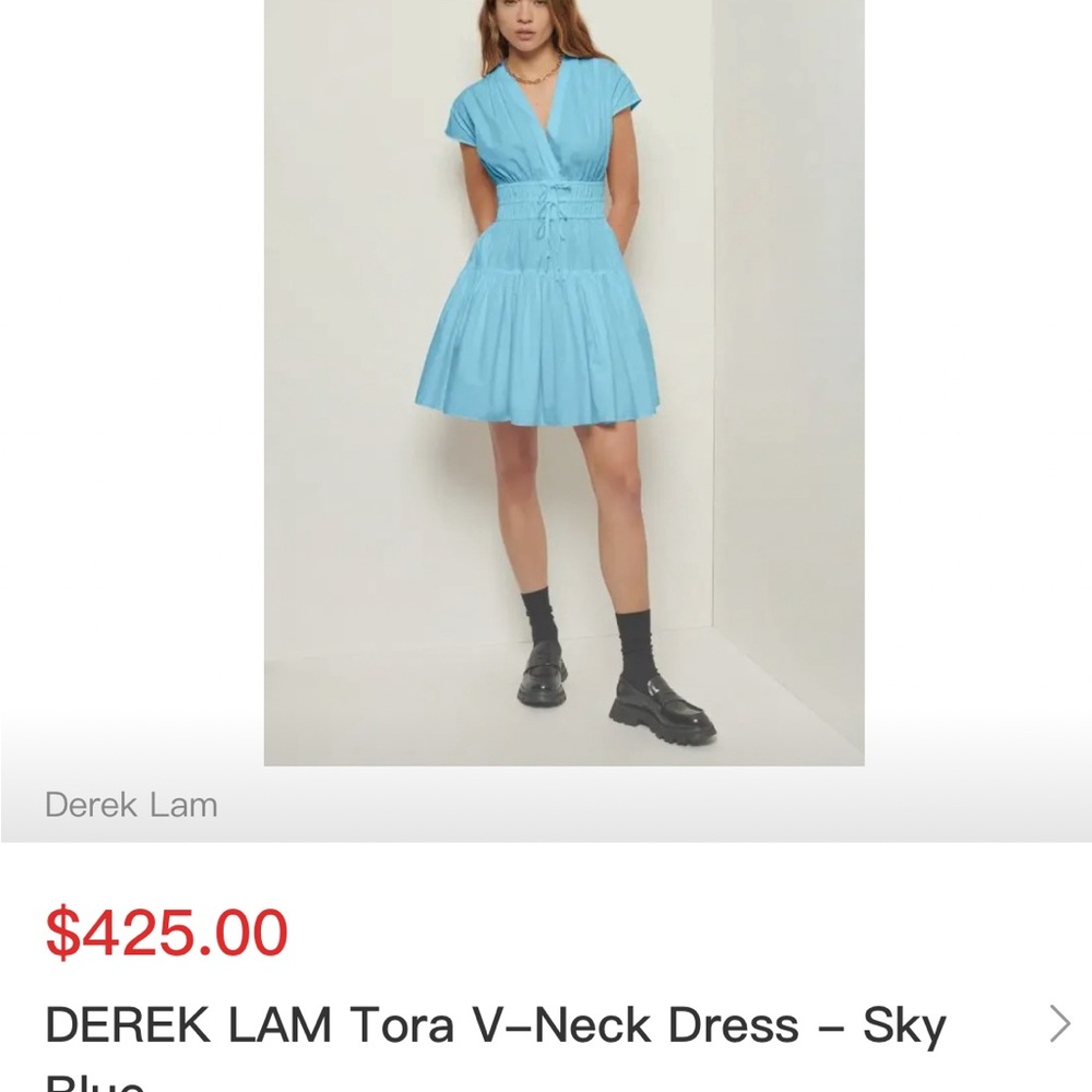 NWT Derek Lam 10 Crosby Tora Mini Dress. Sky Blue. Size 10. MSRP $425 SALE $81